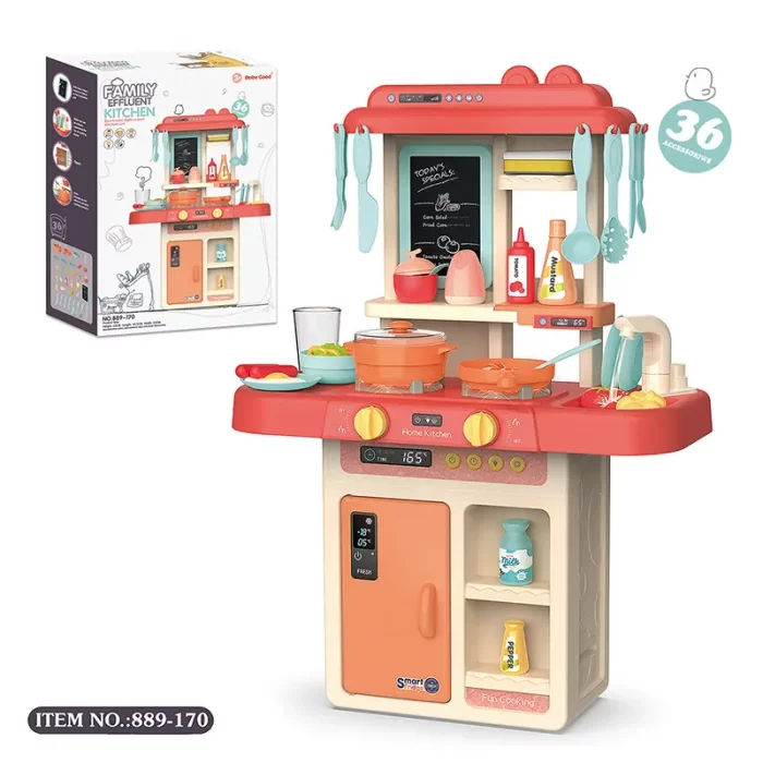 آشپزخانه کودک 36 تکه موزیکال رنگ صورتی کد 889170