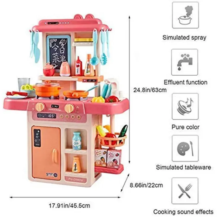 آشپزخانه کودک 36 تکه موزیکال رنگ صورتی کد 889170