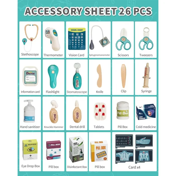 ست میز پزشکی اسباب بازی 26 تکه کد ZY1405397