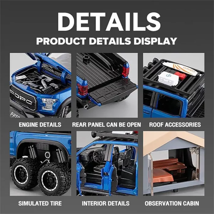 ماکت ماشین عقب کش مدل Ford raptop با کمپر کد CZ65A