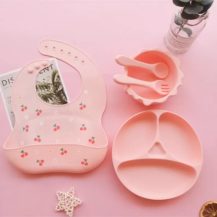 پیشبند و ظرف غذا کودک سیلیکونی کد GYFD001