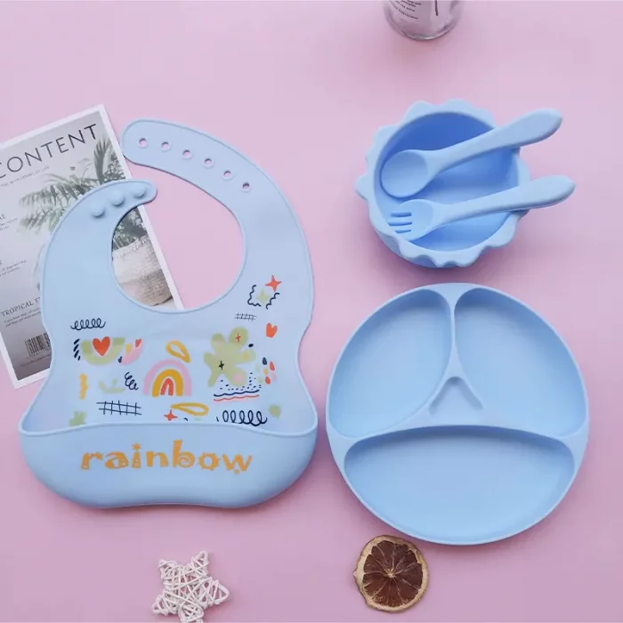 پیشبند و ظرف غذا کودک سیلیکونی کد GYFD001