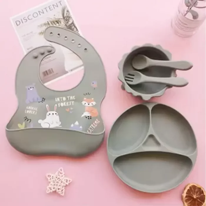 پیشبند و ظرف غذا کودک سیلیکونی کد GYFD001