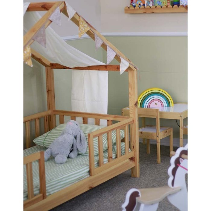تخت خواب کودک چوبی مدل کلبه کد 6188072