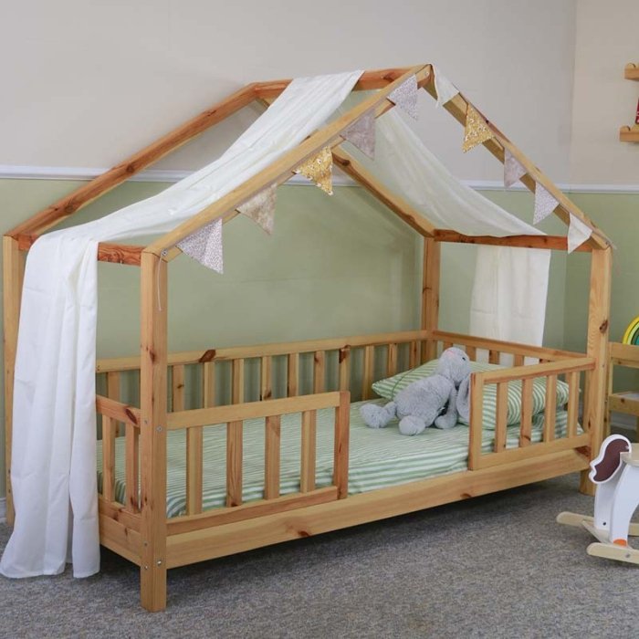 تخت خواب کودک چوبی مدل کلبه کد 6188072