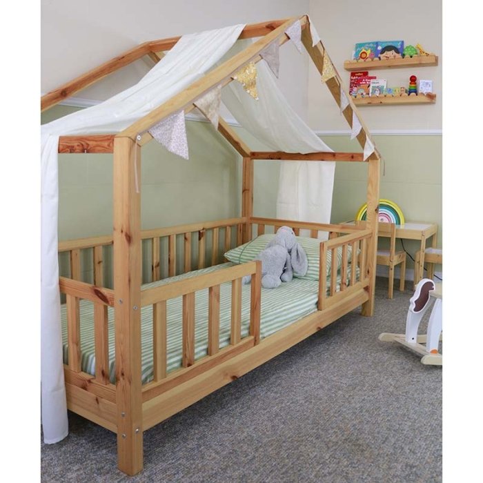 تخت خواب کودک چوبی مدل کلبه کد 6188072