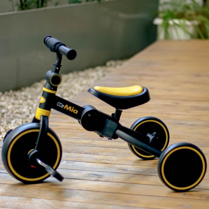 سه چرخه کودک تاشو مشکی زرد MammaMia 4*1 کد S100