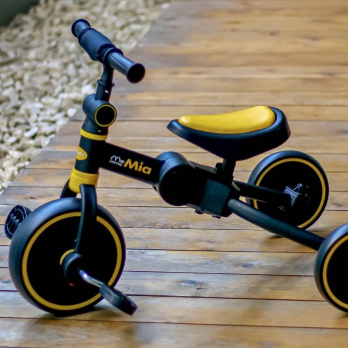 سه چرخه کودک تاشو مشکی زرد MammaMia 4*1 کد S100