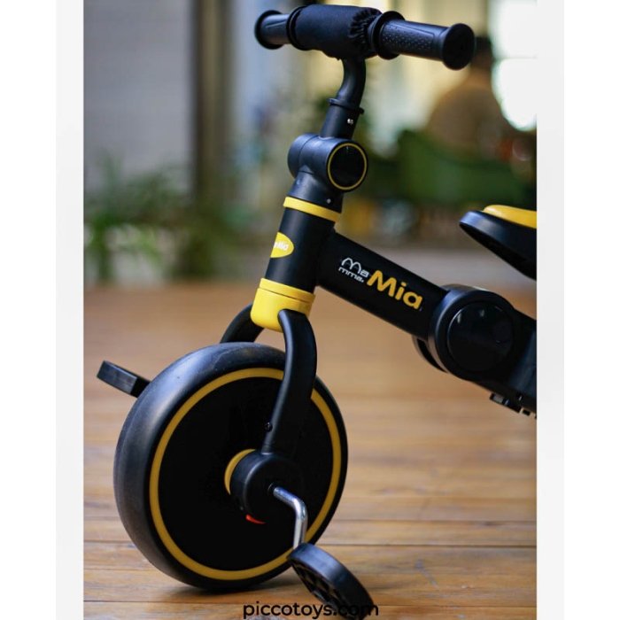 سه چرخه کودک تاشو مشکی زرد MammaMia 4*1 کد S100