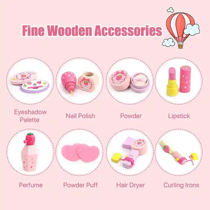 اسباب بازی میز آرایش چوبی با لوازم کد 7035725