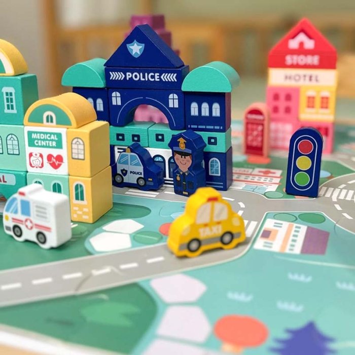 بلوک چوبی خانه سازی بریکس سطلی 100 تکه با صفحه بازی مدل JHTOY169