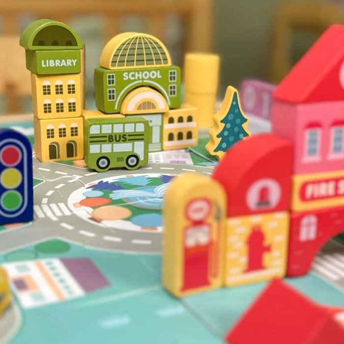 بلوک چوبی خانه سازی بریکس سطلی 100 تکه با صفحه بازی مدل JHTOY169