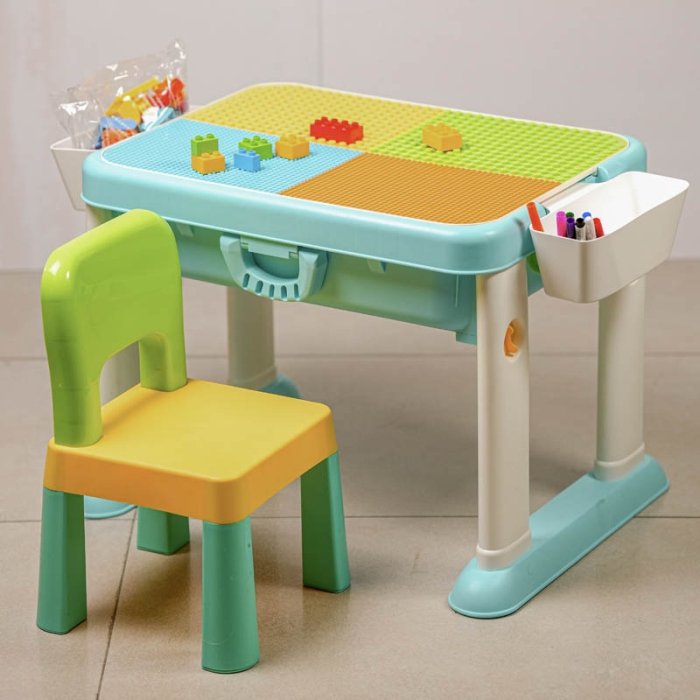 میز لگو بازی 3 در 1 فلو به همراه 55 تکه لگو FEELO کد FL1632