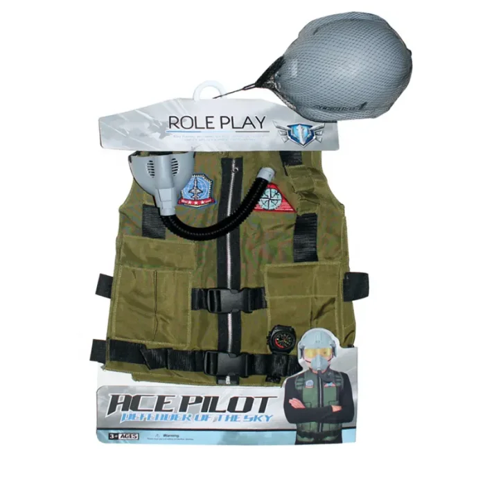 لباس مشاغل کودک خلبان سبز با لوازم کد A012