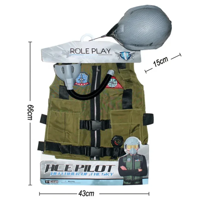 لباس مشاغل کودک خلبان سبز با لوازم کد A012