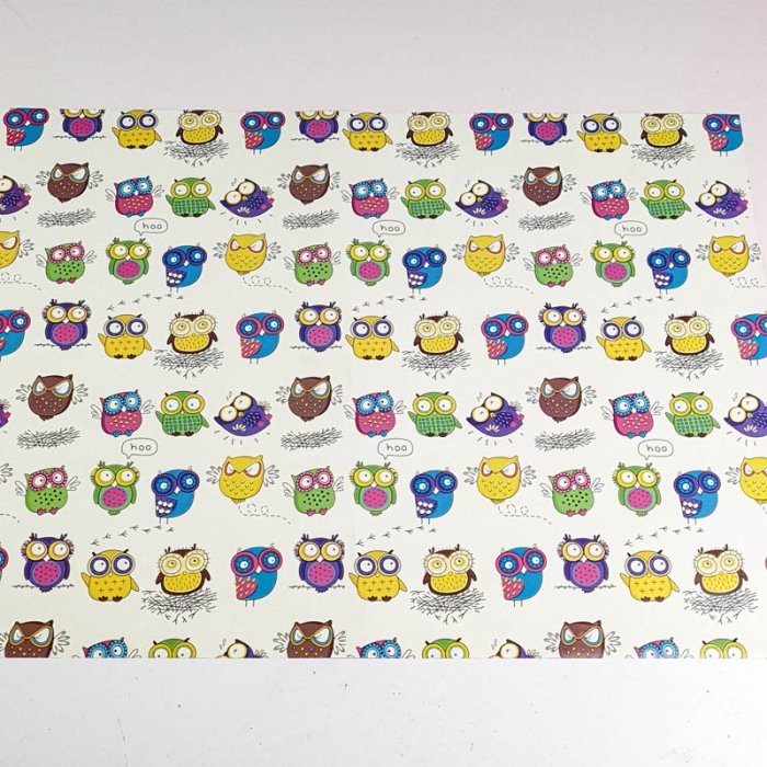 کاغذ کادو یک رو طرح جغد کد P172