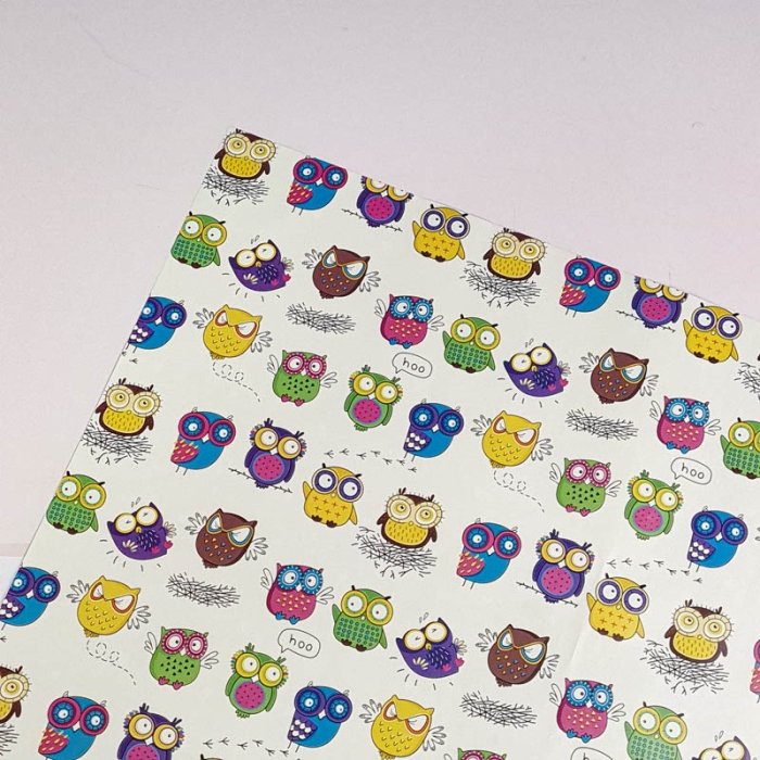 کاغذ کادو یک رو طرح جغد کد P172