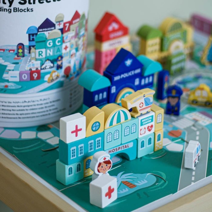 بلوک چوبی خانه سازی بریکس سطلی 100 تکه با صفحه بازی مدل JHTOY169