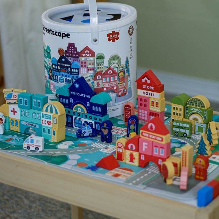 بلوک چوبی خانه سازی بریکس سطلی 100 تکه با صفحه بازی مدل JHTOY169