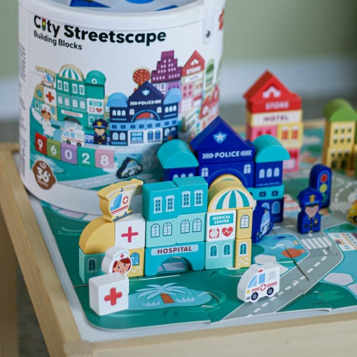 بلوک چوبی خانه سازی بریکس سطلی 100 تکه با صفحه بازی مدل JHTOY169