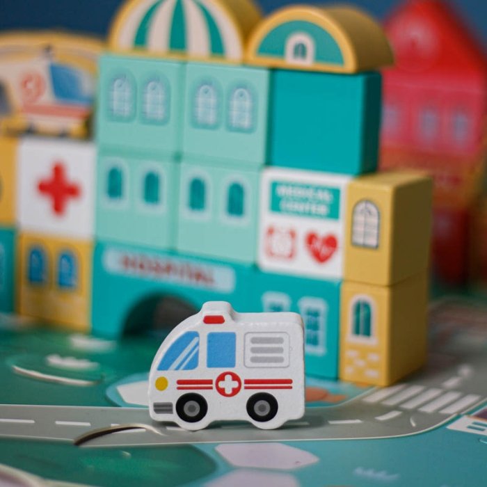 بلوک چوبی خانه سازی بریکس سطلی 100 تکه با صفحه بازی مدل JHTOY169