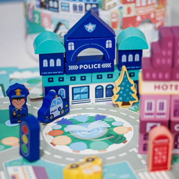 بلوک چوبی خانه سازی بریکس سطلی 100 تکه با صفحه بازی مدل JHTOY169