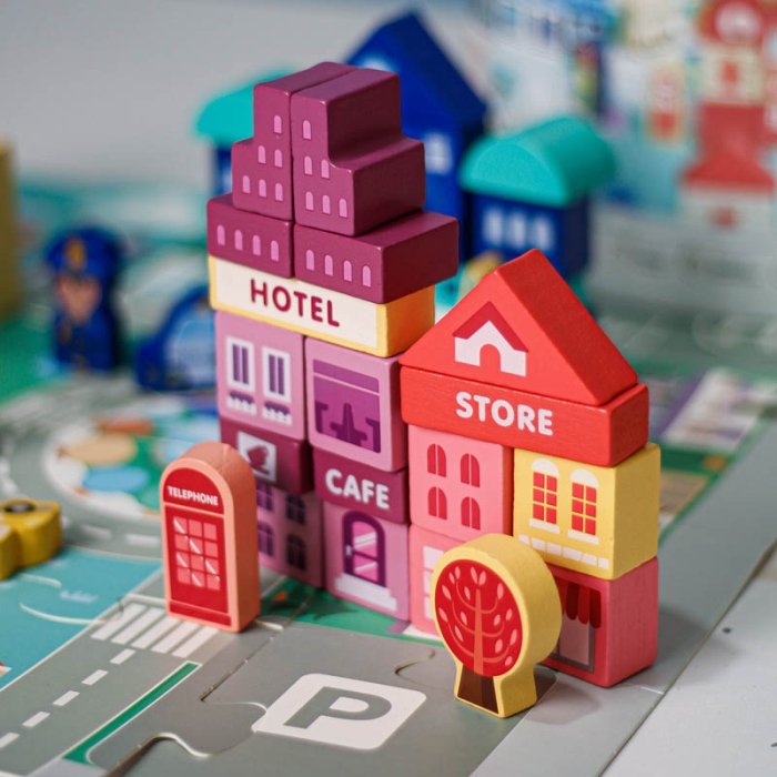 بلوک چوبی خانه سازی بریکس سطلی 100 تکه با صفحه بازی مدل JHTOY169