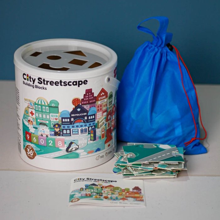 بلوک چوبی خانه سازی بریکس سطلی 100 تکه با صفحه بازی مدل JHTOY169