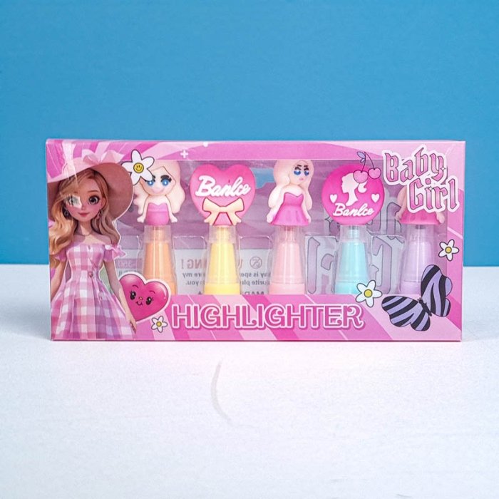 هایلایتر 6 عددی پاستلی مدل باربی کد MD350