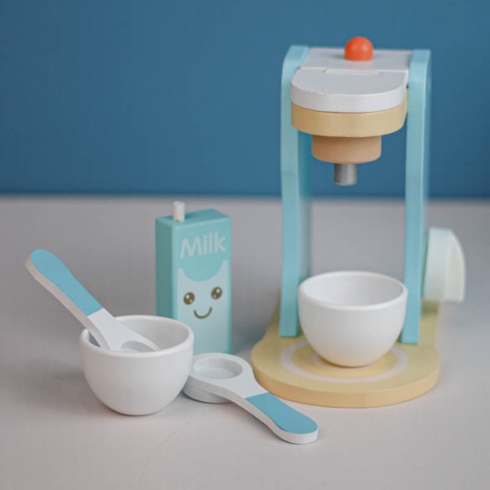 اسباب بازی قهوه ساز چوبی آبی کد KBQ2020013