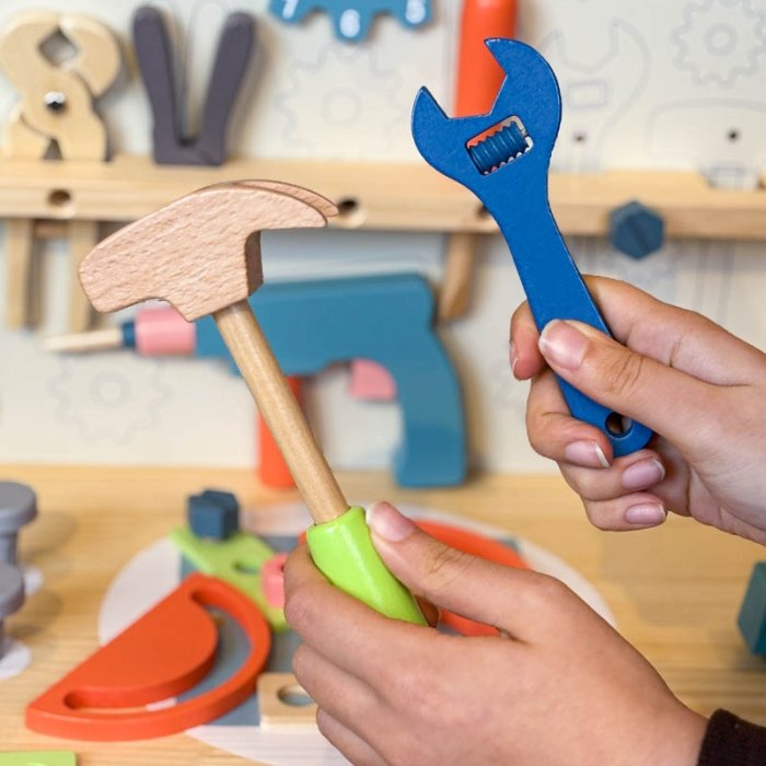 اسباب بازی میز ابزار چوبی رنگ آبی کد MSN20013