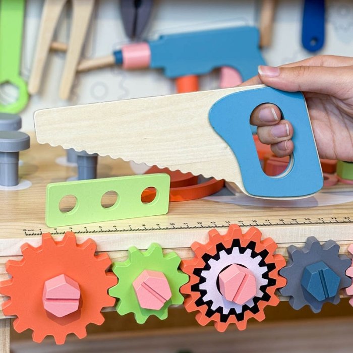 اسباب بازی میز ابزار چوبی رنگ آبی کد MSN20013