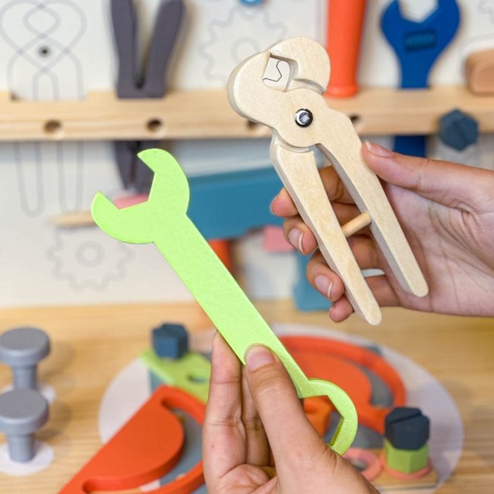 اسباب بازی میز ابزار چوبی رنگ آبی کد MSN20013