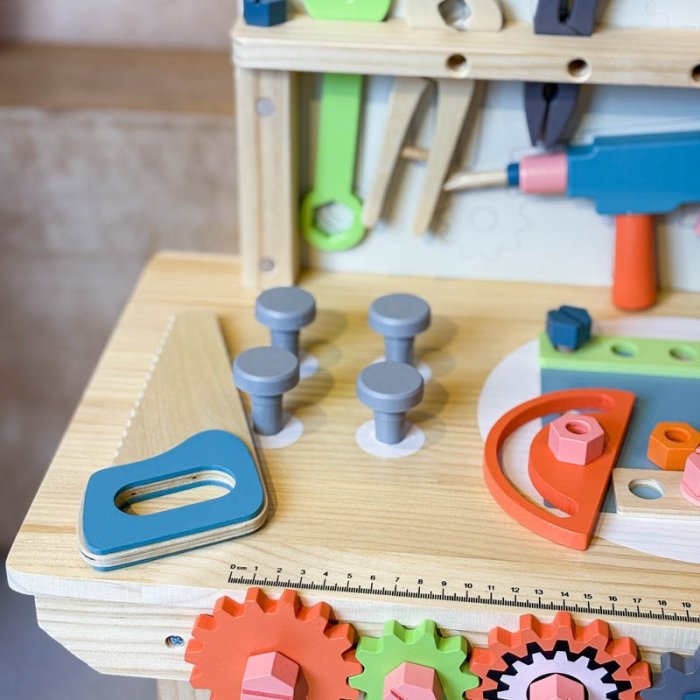 اسباب بازی میز ابزار چوبی رنگ آبی کد MSN20013