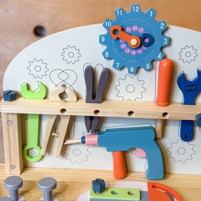 اسباب بازی میز ابزار چوبی رنگ آبی کد MSN20013