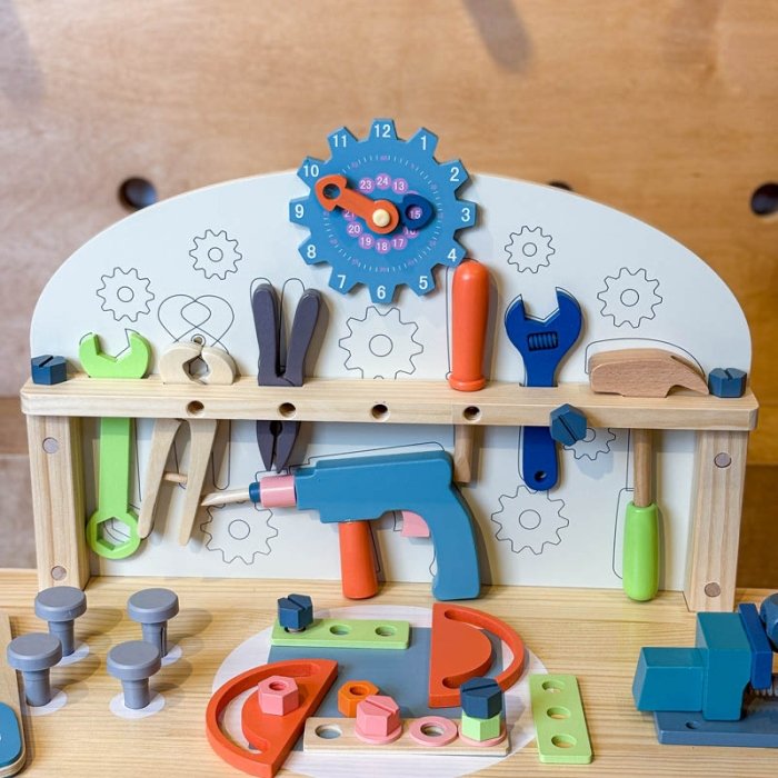 اسباب بازی میز ابزار چوبی رنگ آبی کد MSN20013