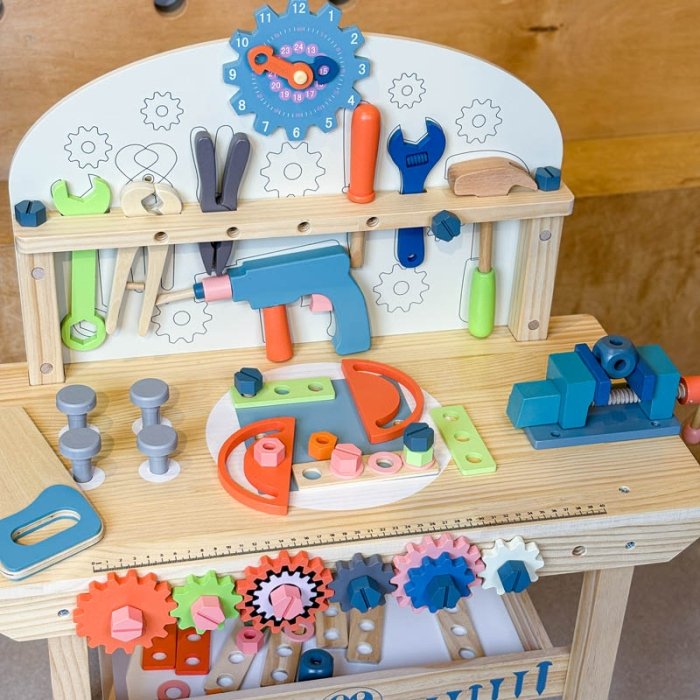 اسباب بازی میز ابزار چوبی رنگ آبی کد MSN20013