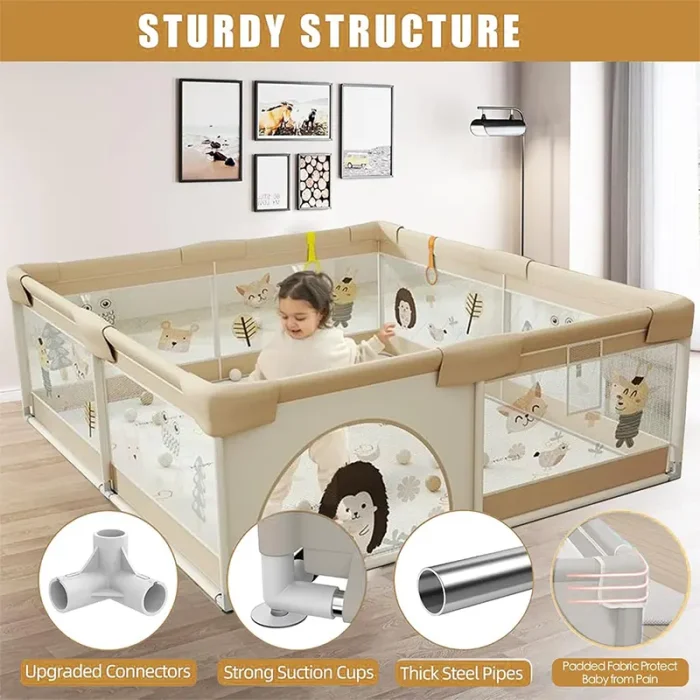 استخر توپ و پارک حفاظ کودک  پارچه ای رنگ بژ کد 7074836