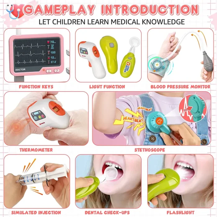 ست میز پزشکی اسباب بازی 32 تکه رنگ صورتی کد ZY1833709