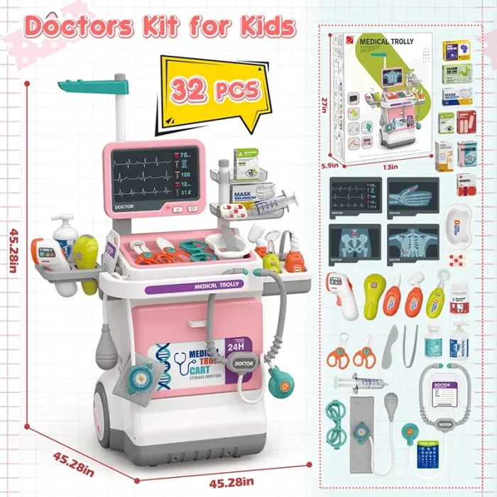 ست میز پزشکی اسباب بازی 32 تکه رنگ صورتی کد ZY1833709