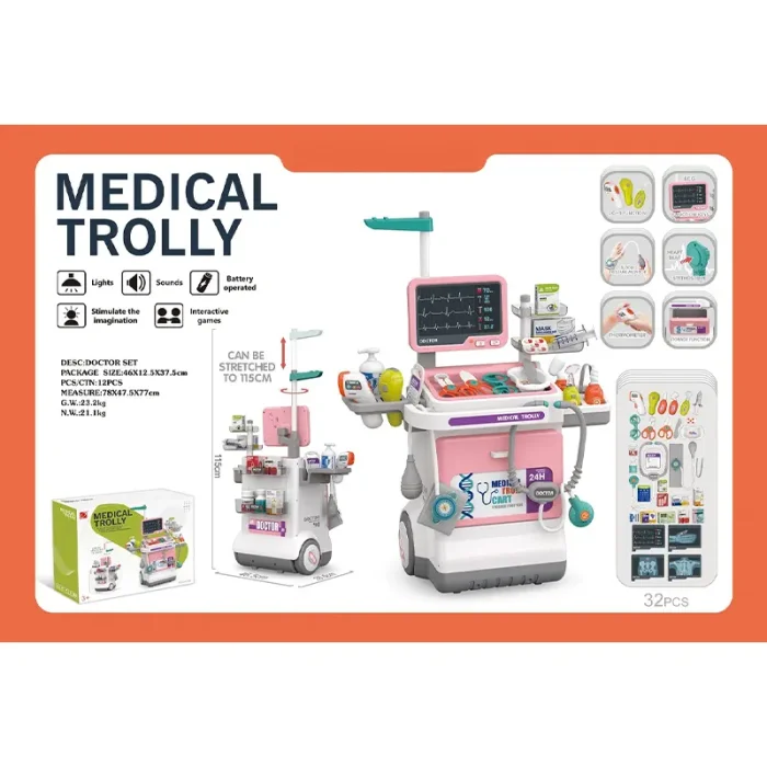 ست میز پزشکی اسباب بازی 32 تکه رنگ صورتی کد ZY1833709