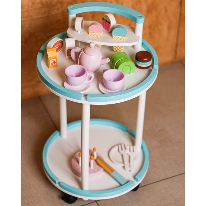 اسباب بازی ترولی عصرانه خوری چوبی کد BL20145