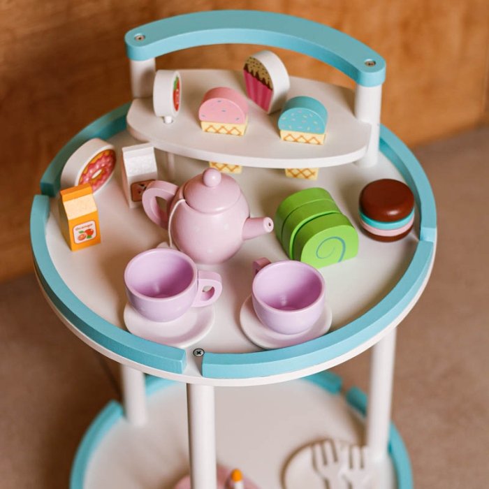 اسباب بازی ترولی عصرانه خوری چوبی کد BL20145