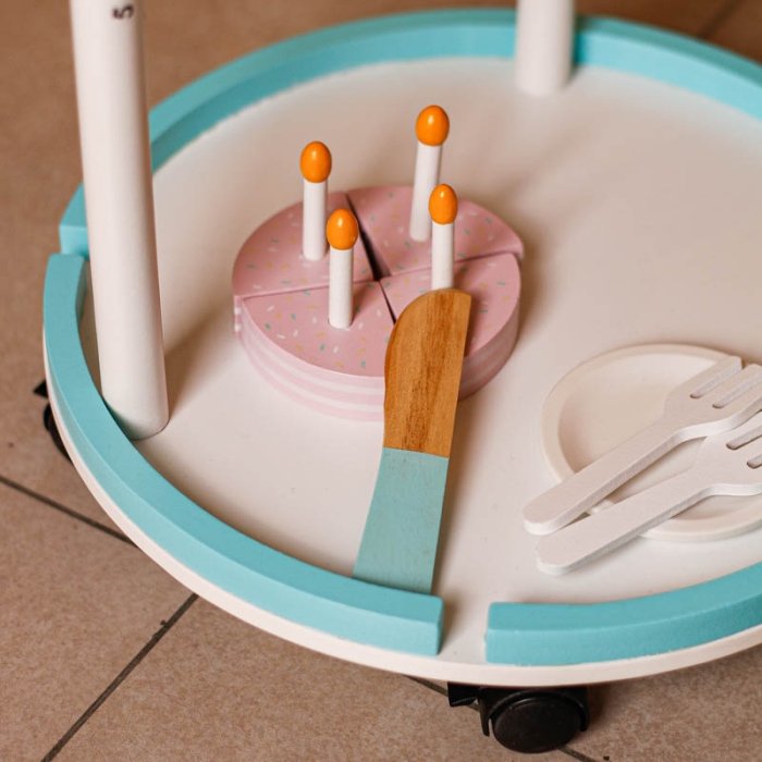 اسباب بازی ترولی عصرانه خوری چوبی کد BL20145