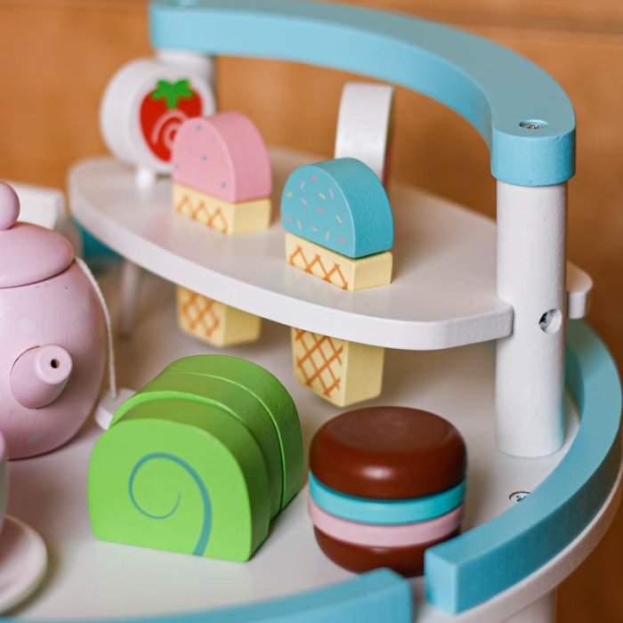 اسباب بازی ترولی عصرانه خوری چوبی کد BL20145