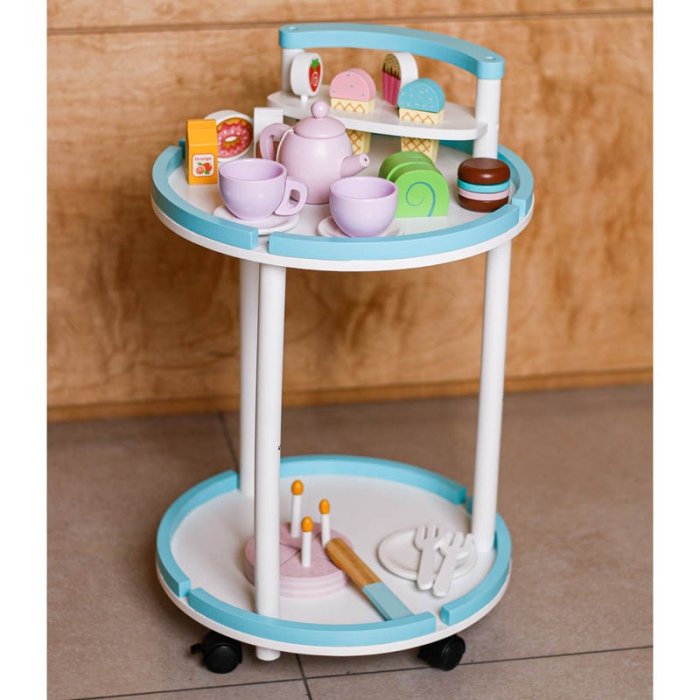 اسباب بازی ترولی عصرانه خوری چوبی کد BL20145