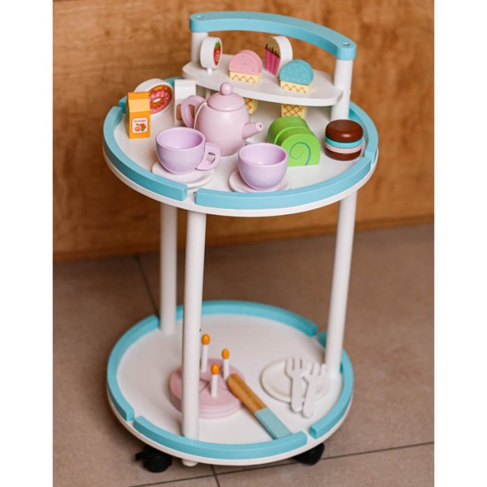 اسباب بازی ترولی عصرانه خوری چوبی کد BL20145