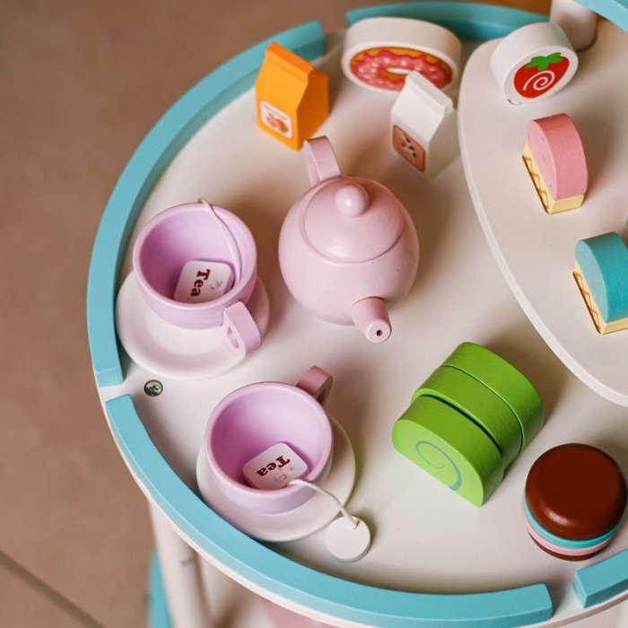 اسباب بازی ترولی عصرانه خوری چوبی کد BL20145