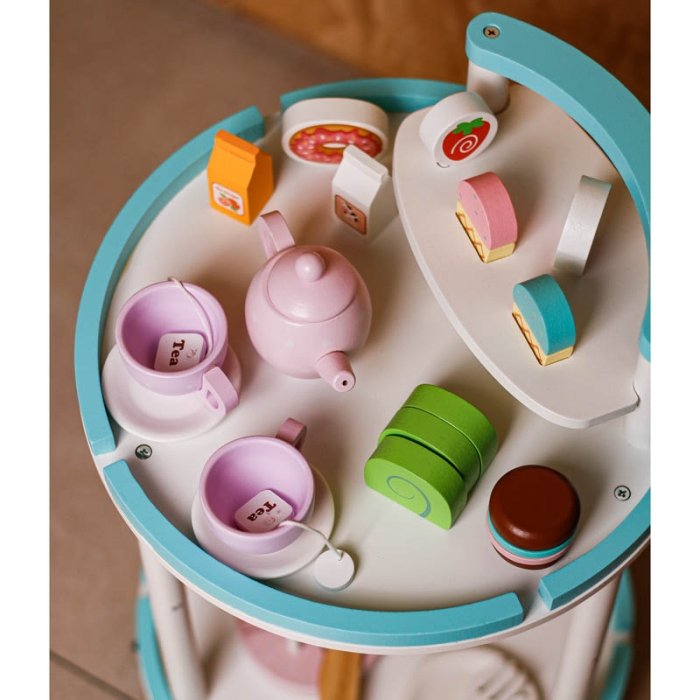 اسباب بازی ترولی عصرانه خوری چوبی کد BL20145