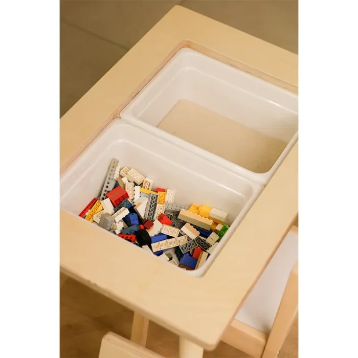 میز کودک چوبی با دو باکس بزرگ سفید مدل P/5556/C